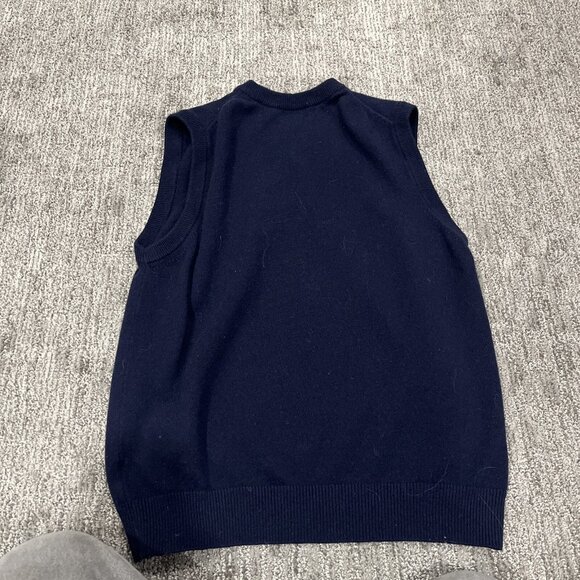 Vintage LL Bean 100% Lambs Wool Sweater Vest Size L Navy Blue EUC JLV5 Dad Comfy - Picture 6 of 6